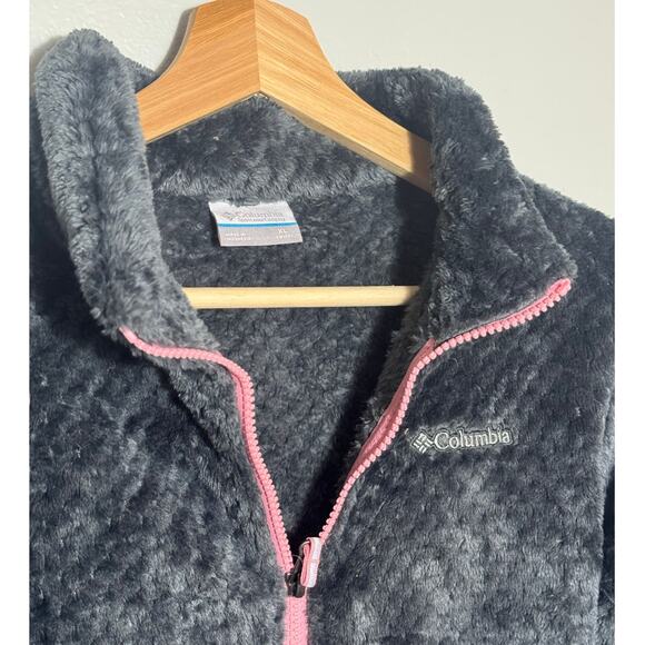 NWT Girls Size XL Columbia Fireside Sherpa Full-Zip Jacket in Shark Gray & Pink - Picture 4 of 8